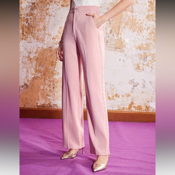 MOTF Pants - MOTF Pink Tailored Trousers with Embellished Detail | Women’s Small | NWT